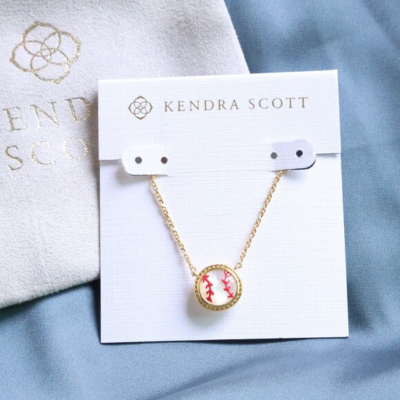Kendra Scott Baseball Gold Necklace - Ivory Mother Pearl - Picture 1 of 2